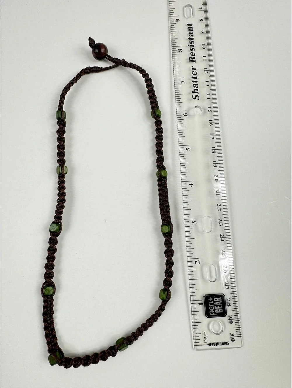 Fashion Jewelry Green Beaded Brown Cord Women's Necklace